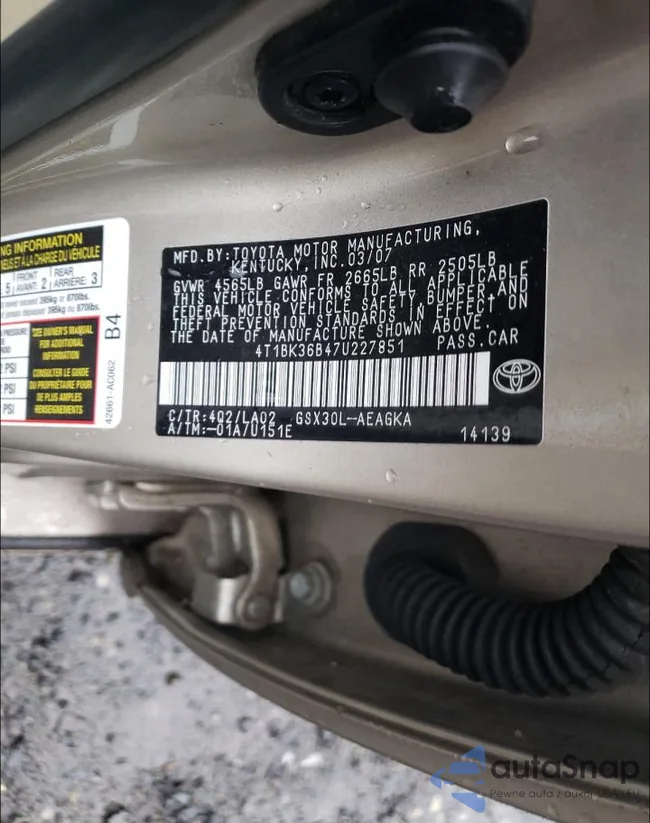 4T1BK36B47U227851: 58879870