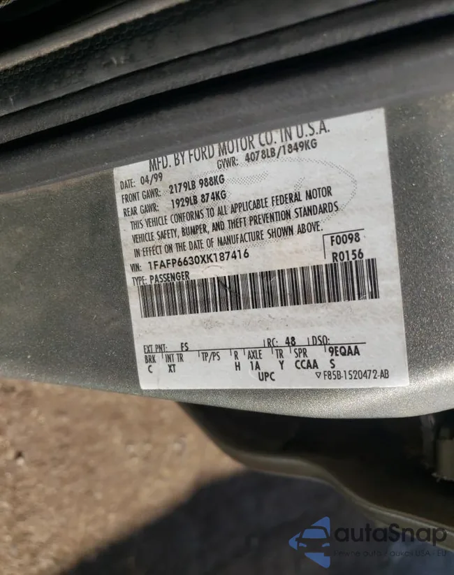 1FAFP6630XK187416: 59289555