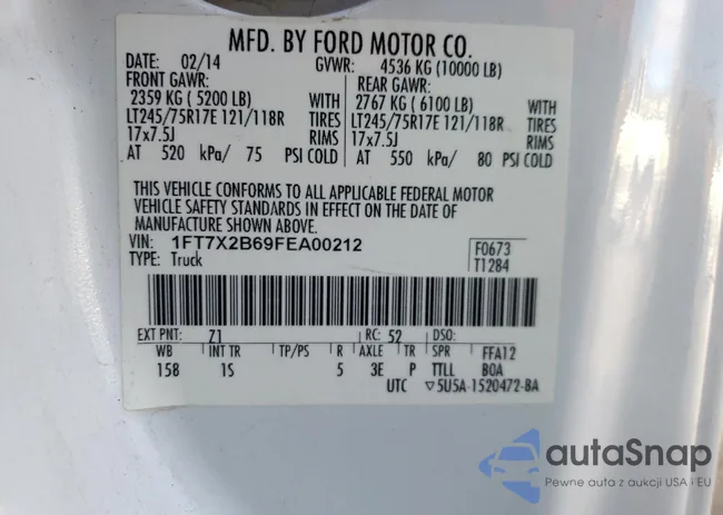 1FT7X2B69FEA00212: 69620591