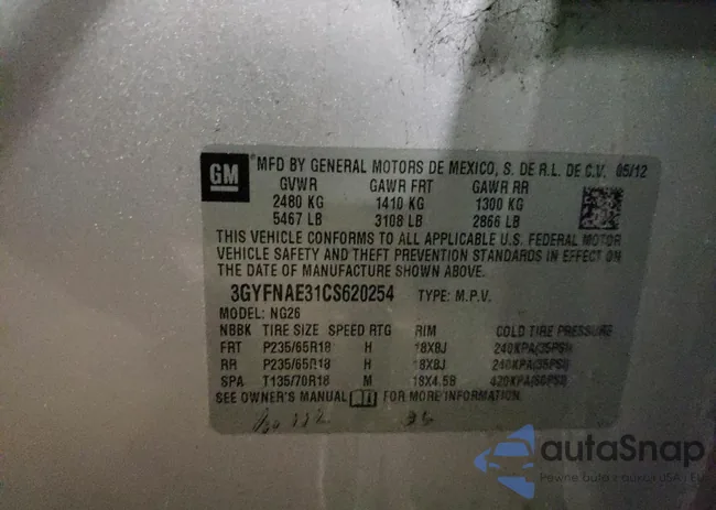 3GYFNAE31CS620254: 34441442