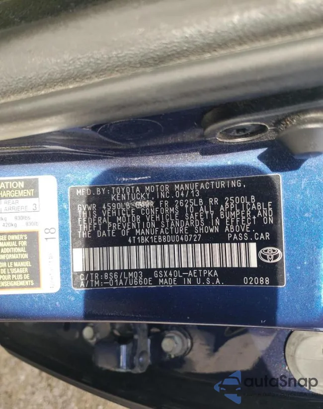 4T1BK1EB8DU040727: 42292592