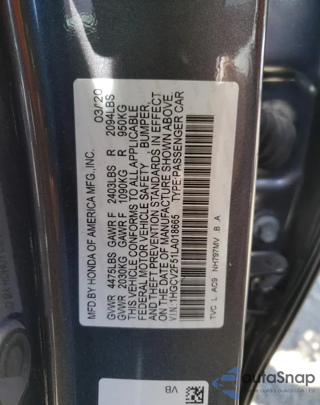 1HGCV2F51LA018665: 44554572