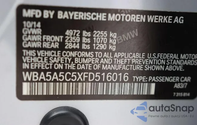 WBA5A5C5XFD516016: 51717652