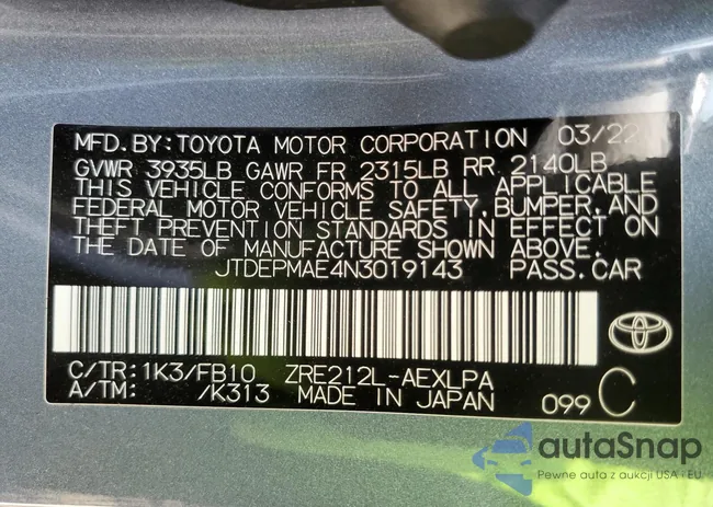 JTDEPMAE4N3019143: 54913362