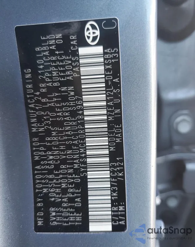 5YFS4MCE0RP184967: 43383045