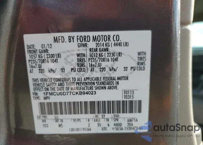 1FMCU0D77CKB94023: 54417045