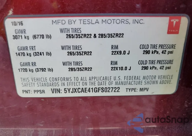 5YJXCAE41GFS02722: 41574445