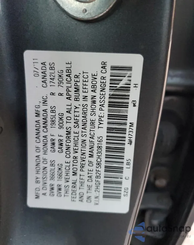 2HGFB2F58CH308165: 42689535