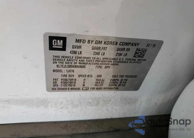 KL7CJLSB5KB849605: 42731145