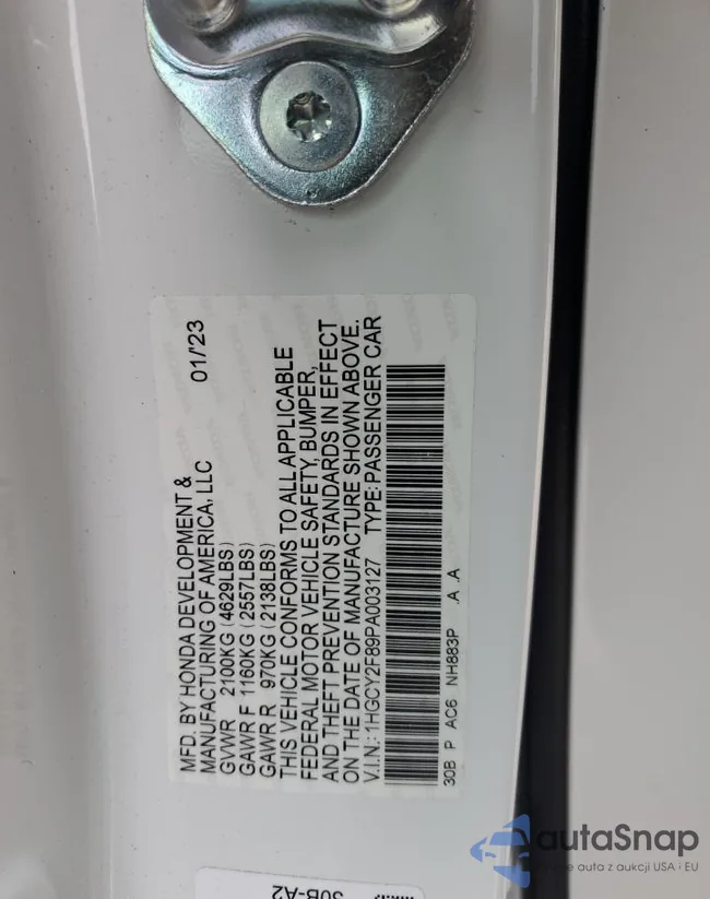 1HGCY2F89PA003127: 89263555