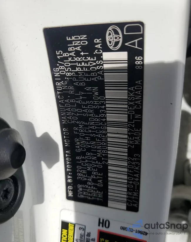 2T1BURHE8GC493430: 43111755