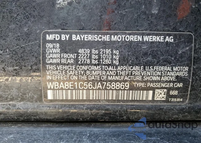 WBA8E1C56JA758869: 88215995