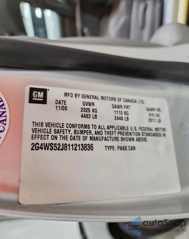 2G4WS52J811213836: 72189425