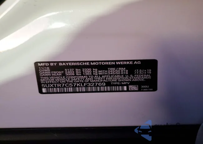 5UXTR7C57KLF32769: 72591645