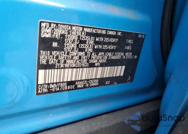 2T3K1RFV9KC031633: 99681015