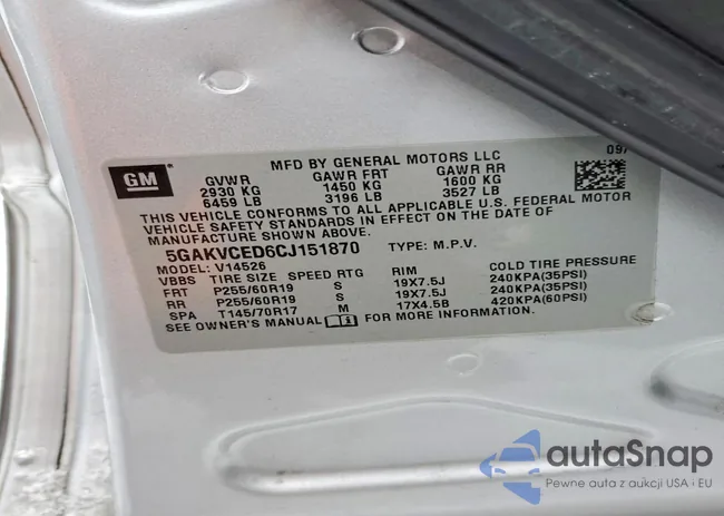 5GAKVCED6CJ151870: 74017425