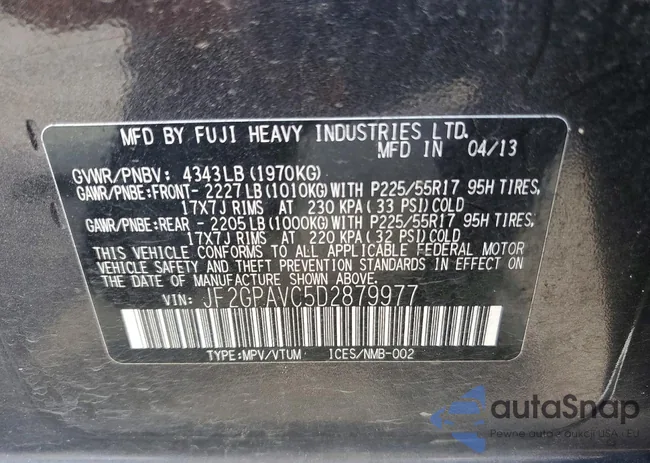 JF2GPAVC5D2879977: 72138685