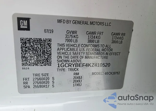 1GCRYBEF4KZ410520: 73834645