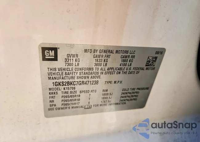 1GKS2BKC7GR471238: 74649325