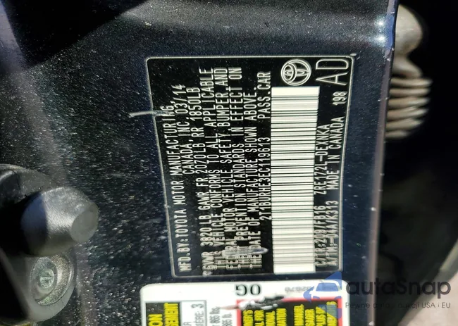 2T1BURHE3EC119613: 73873755