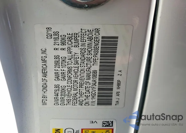 1HGCV1F34JA108589: 72490775