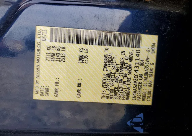 1N4AA5AP2EC431140: 72160025