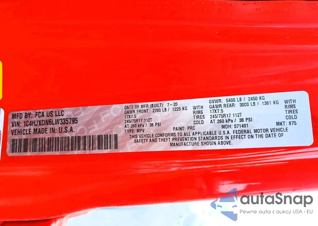 1C4HJXDN6LW335795: 98202835