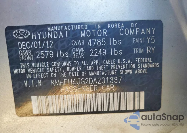 KMHFH4JG2DA231337: 74960475