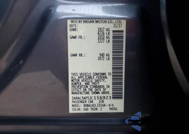 1N4AL3AP5JC156923: 99474765