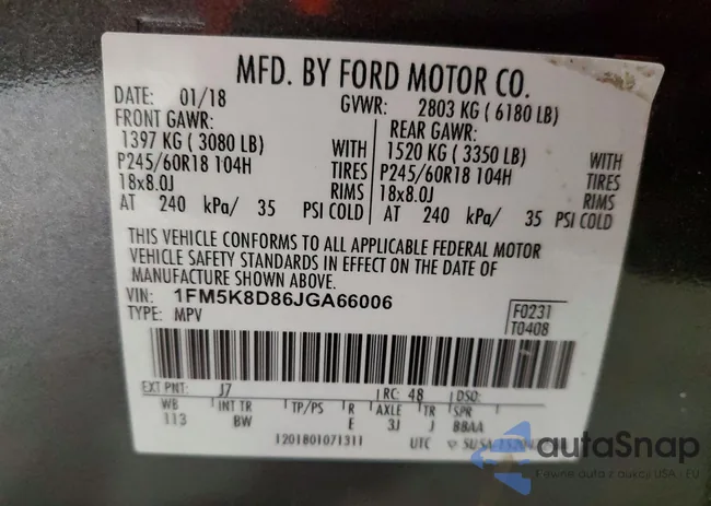 1FM5K8D86JGA66006: 75046565