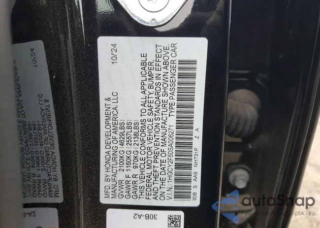 1HGCY2F50SA006271: 73335155