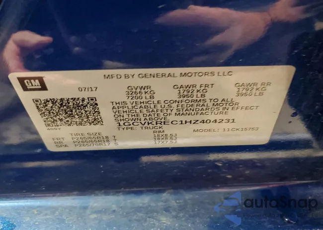 1GCVKREC1HZ404231: 72524265