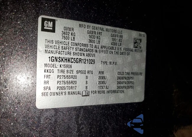 1GNSKHKC5GR121029: 74975985