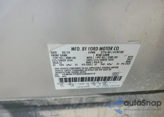 1FM5K7F89KGB49373: 72160475