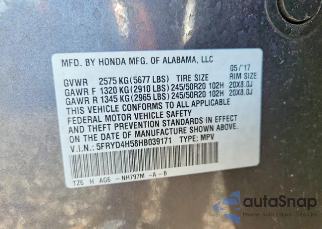 5FRYD4H58HB039171: 99053415