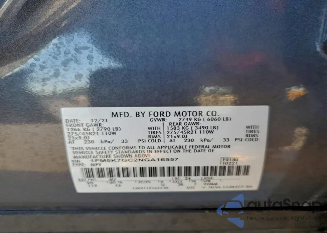 1FM5K7GC2NGA16557: 72188845