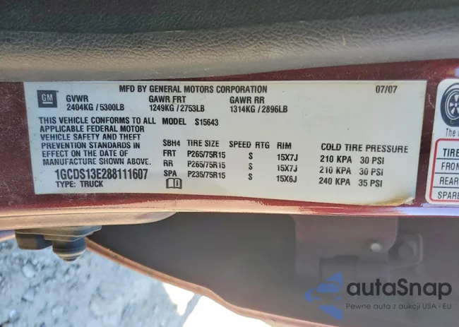 1GCDS13E288111607: 73473385