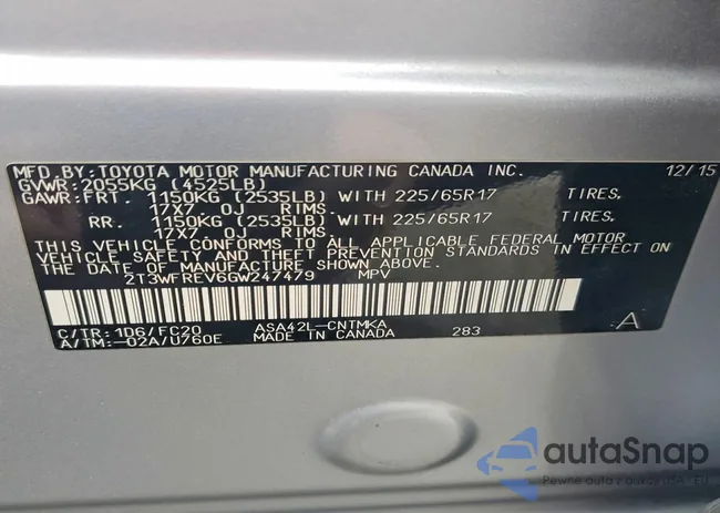 2T3WFREV6GW247479: 98217765