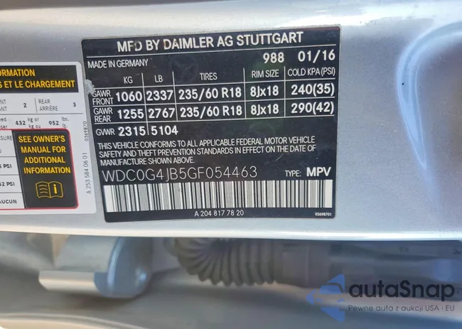 WDC0G4JB5GF054463: 74363545