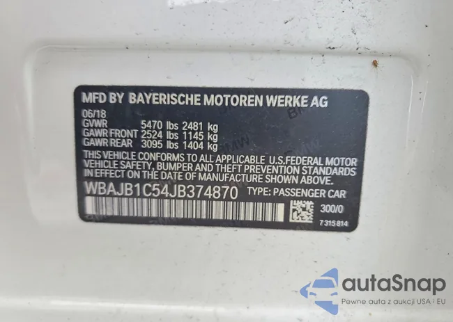 WBAJB1C54JB374870: 72309145