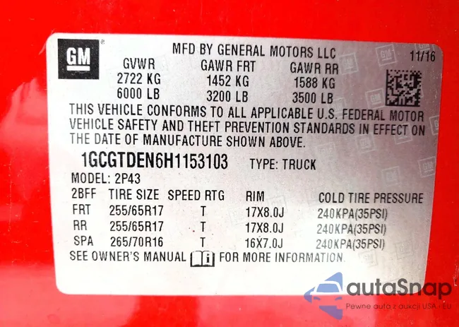 1GCGTDEN6H1153103: 75438665