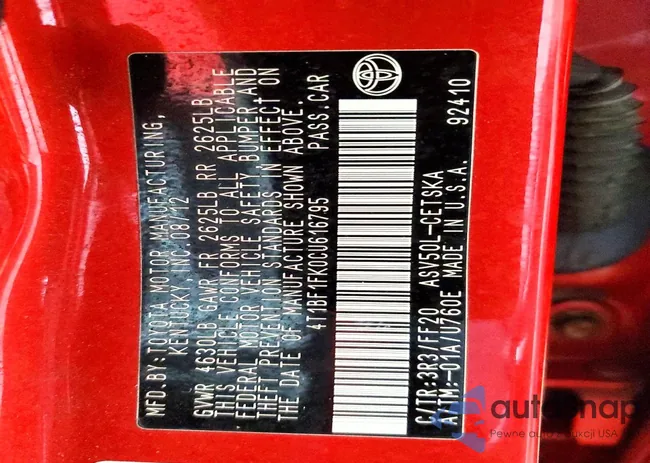 4T1BF1FK0CU616795: 72767955