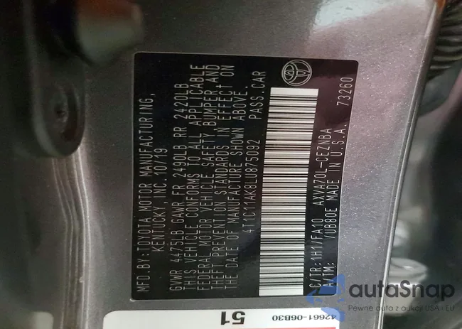 4T1C11AK8LU875092: 99136695