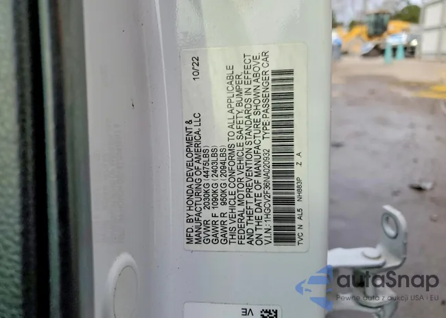 1HGCV2F36NA020932: 98086575