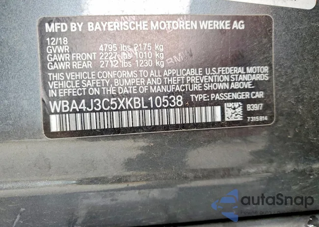 WBA4J3C5XKBL10538: 73425215