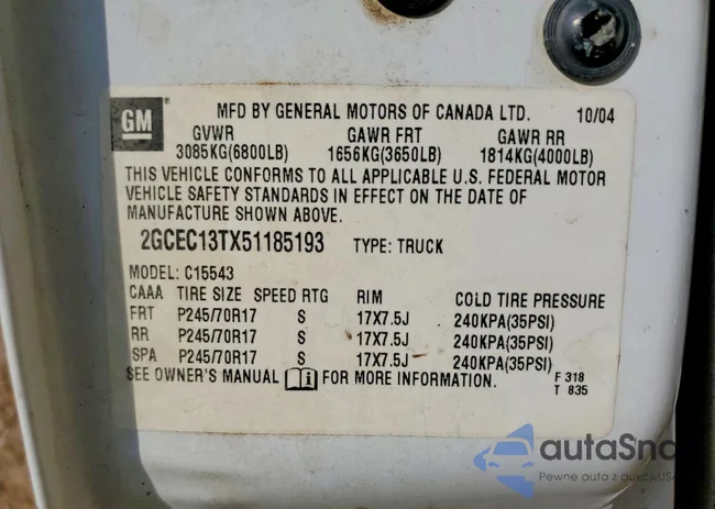 2GCEC13TX51185193: 72401755