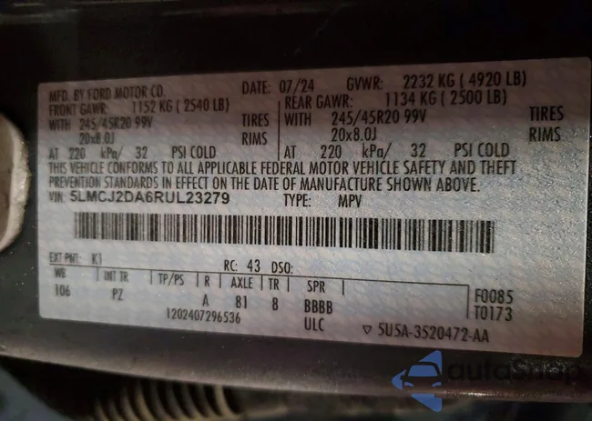 5LMCJ2DA6RUL23279: 73907105