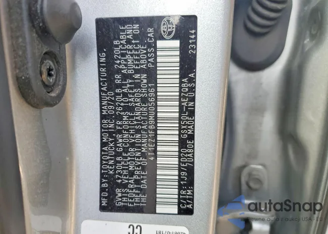 4T1EZ1FB9MU056961: 72844705