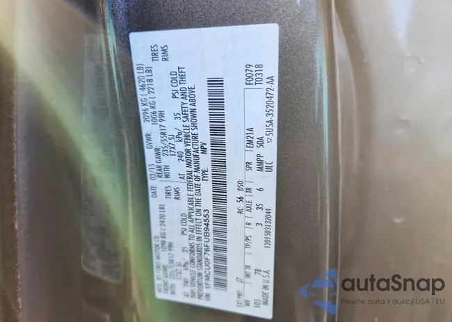 1FMCU0F76FUB94553: 98269875