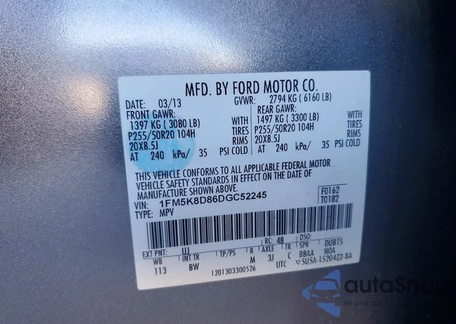 1FM5K8D86DGC52245: 73463465